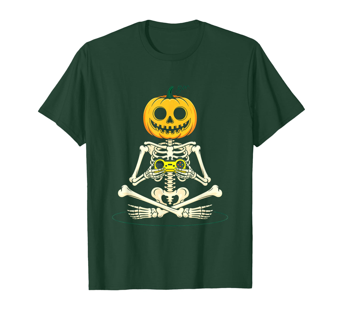 Halloween Skeleton Pumpkin Gamer Video Gaming Men Adult Kids T-Shirt