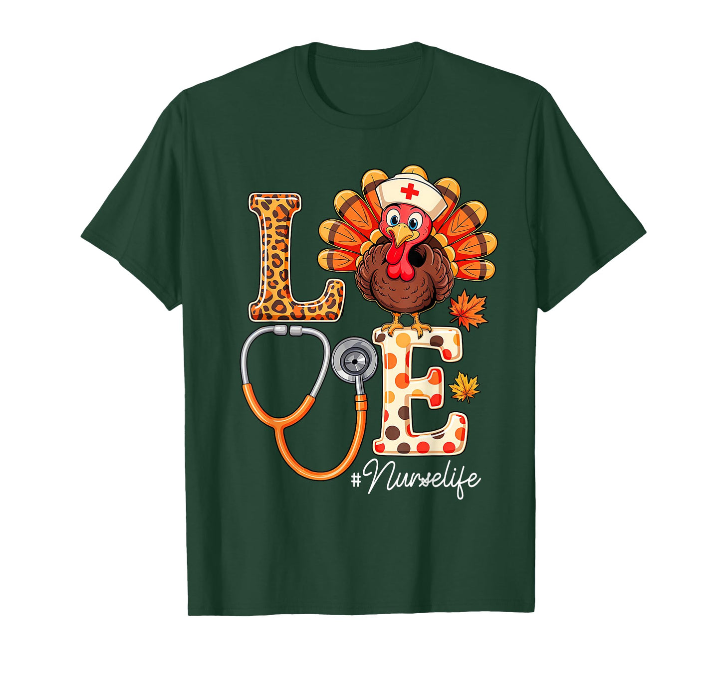 Love Turkey Thanksgiving Nurse Life Fall Scrub Top Women T-Shirt
