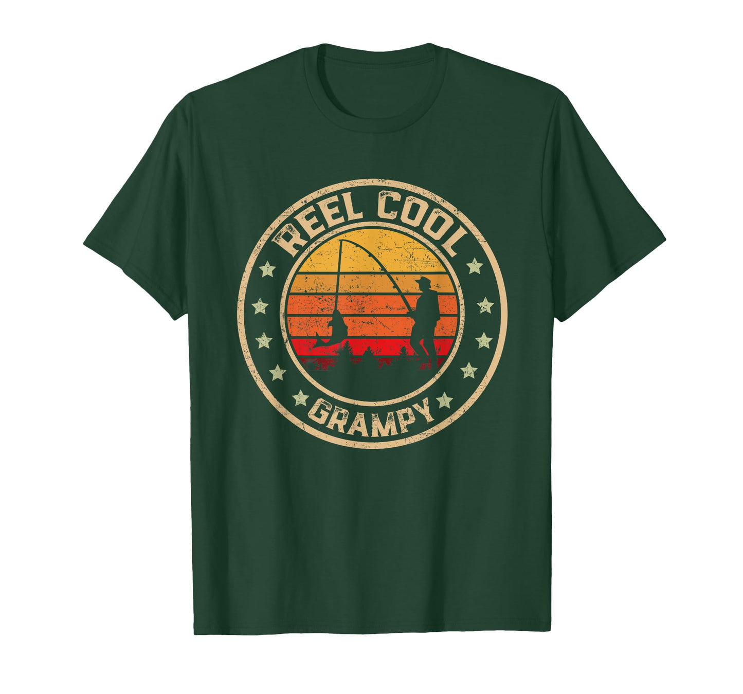 Vintage Reel Cool Grampy Fish Fishing Funny Fathers Day T-Shirt