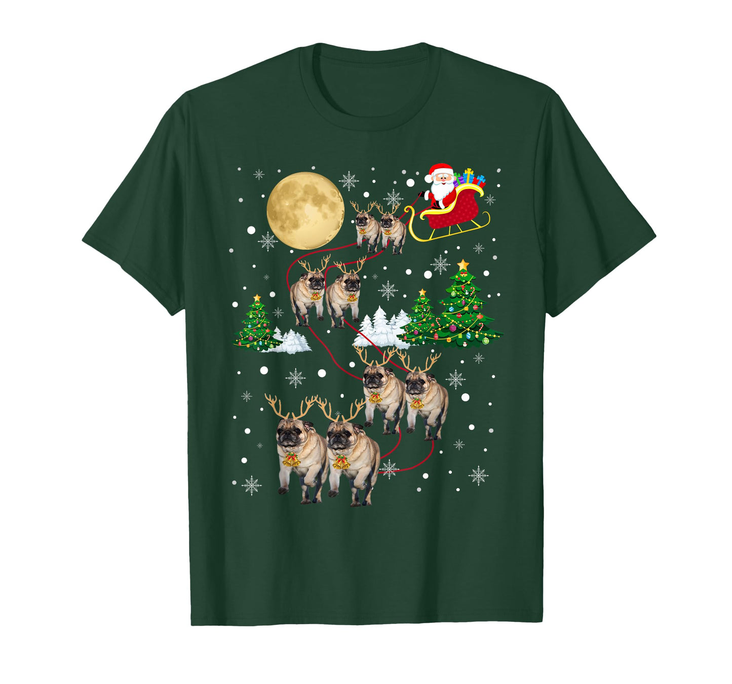 Pug Dogs Tree Christmas Sweater Xmas Pet Animal Dog Gifts Men Women Kids T-Shirt