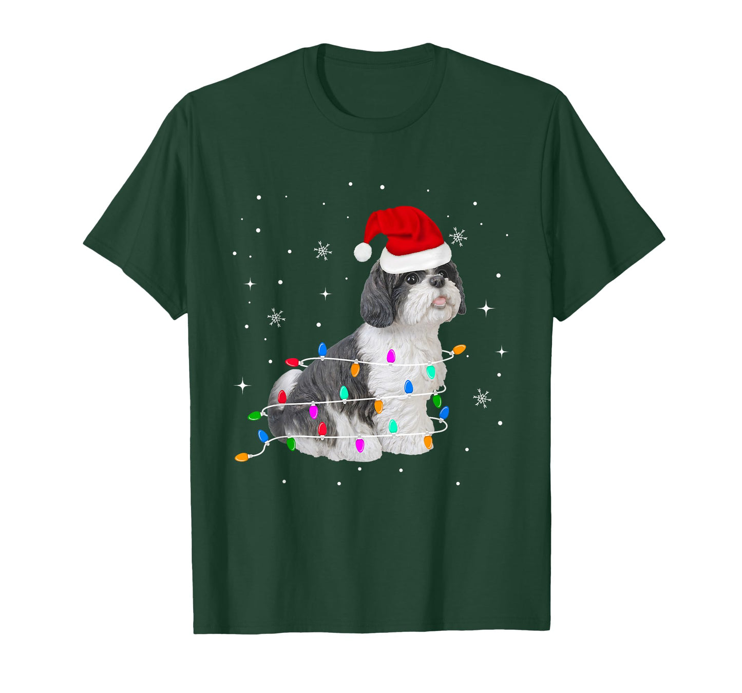 Funny Shih Tzu Christmas Light Gifts Xmas T-Shirt