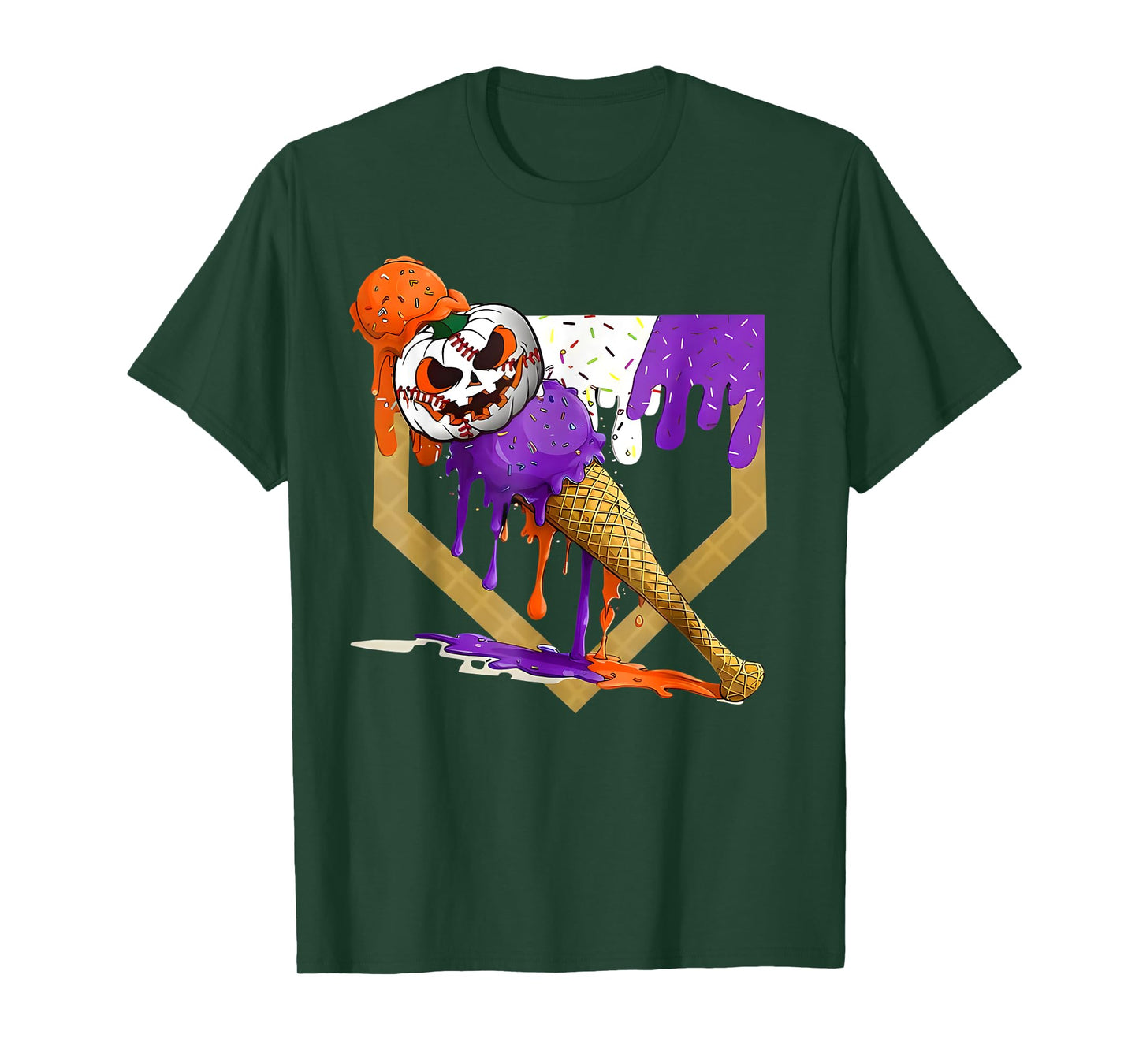 Baseball Home Plate Ice Cream Drip Halloween Men Boys Youth T-Shirt