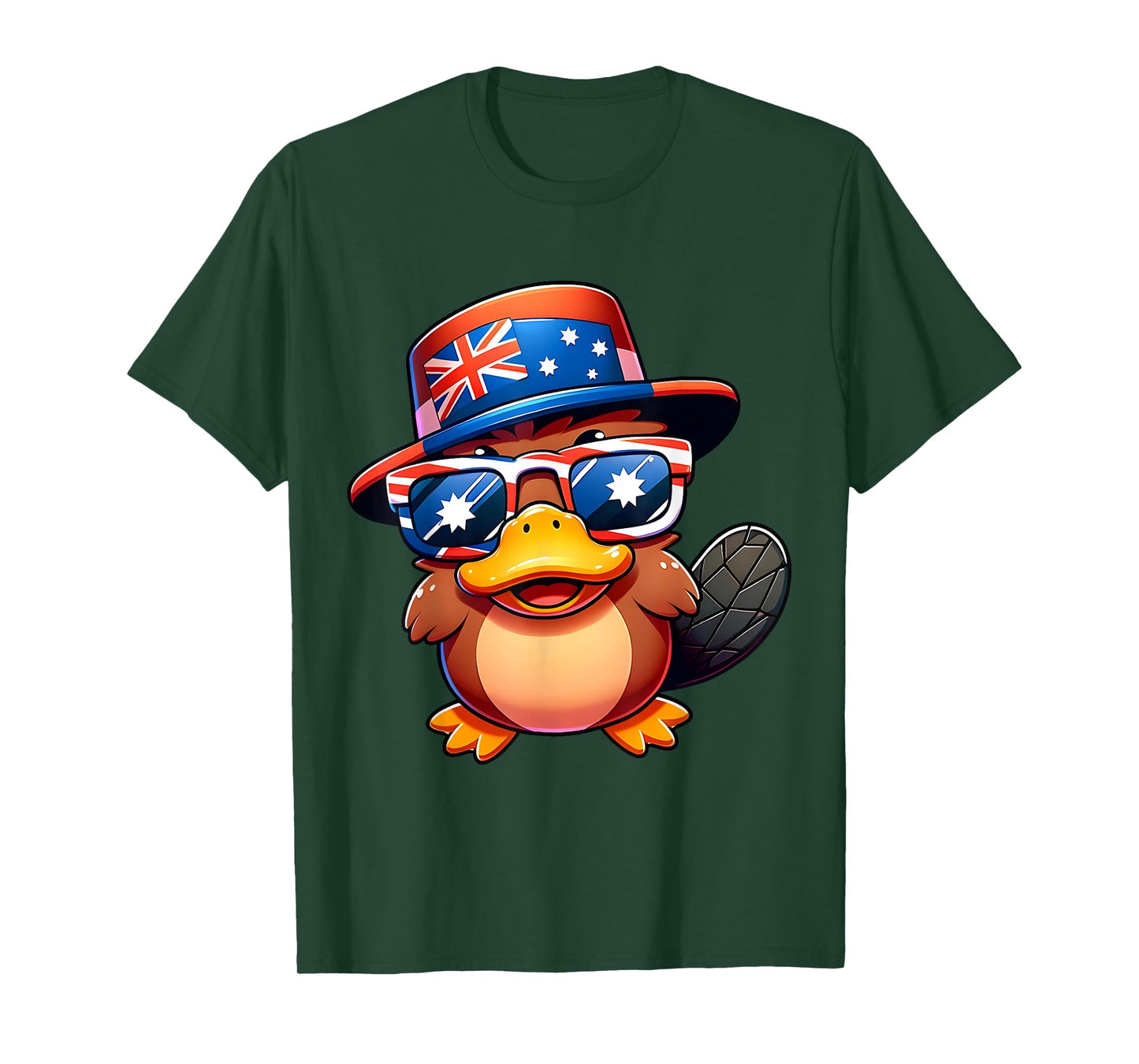 Australia Day Platypus Australian Flag Aussie Roo Adult Kids T-Shirt