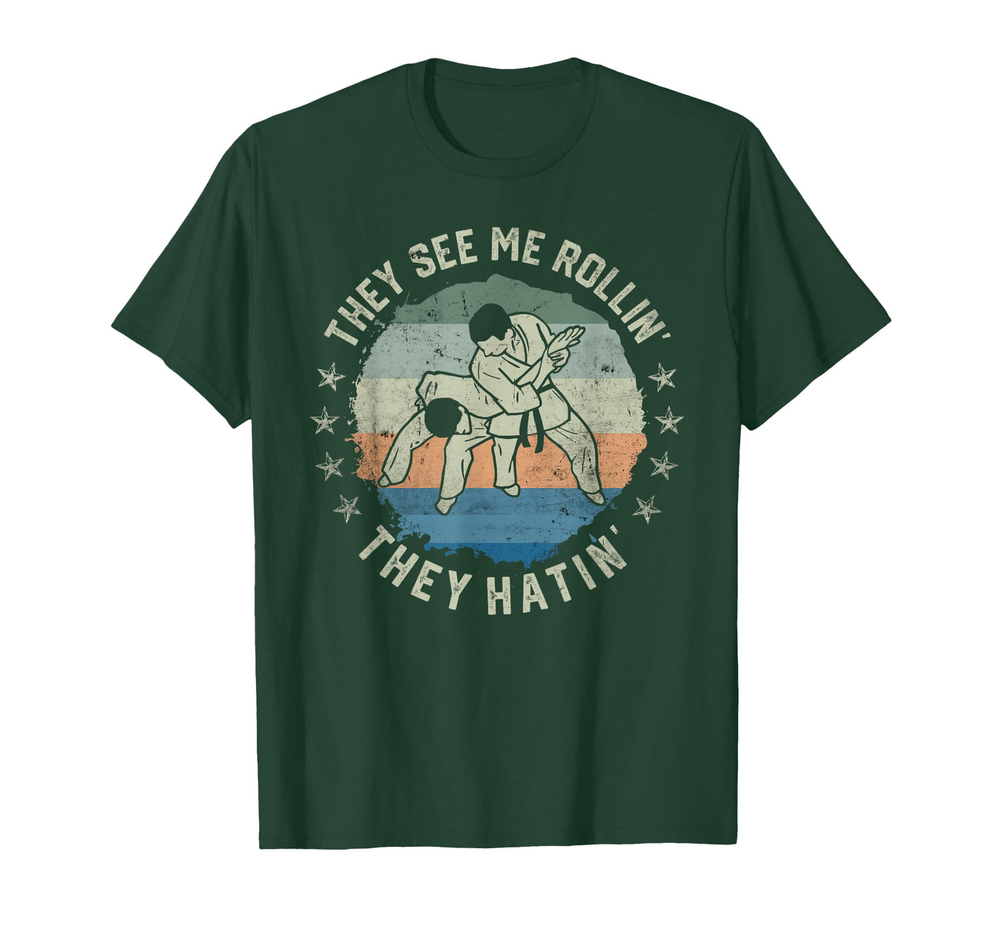 Retro Vintage They See Me Rollin Funny Brazilian Jiu-Jitsu T-Shirt