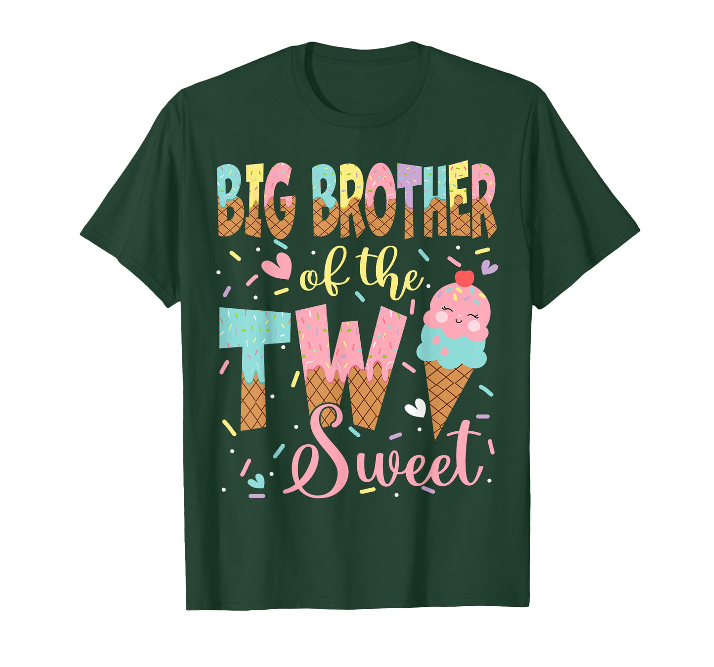Big Brother Of The Two Sweet 2Nd Birthday Girl Ice Cream T-Shirt
