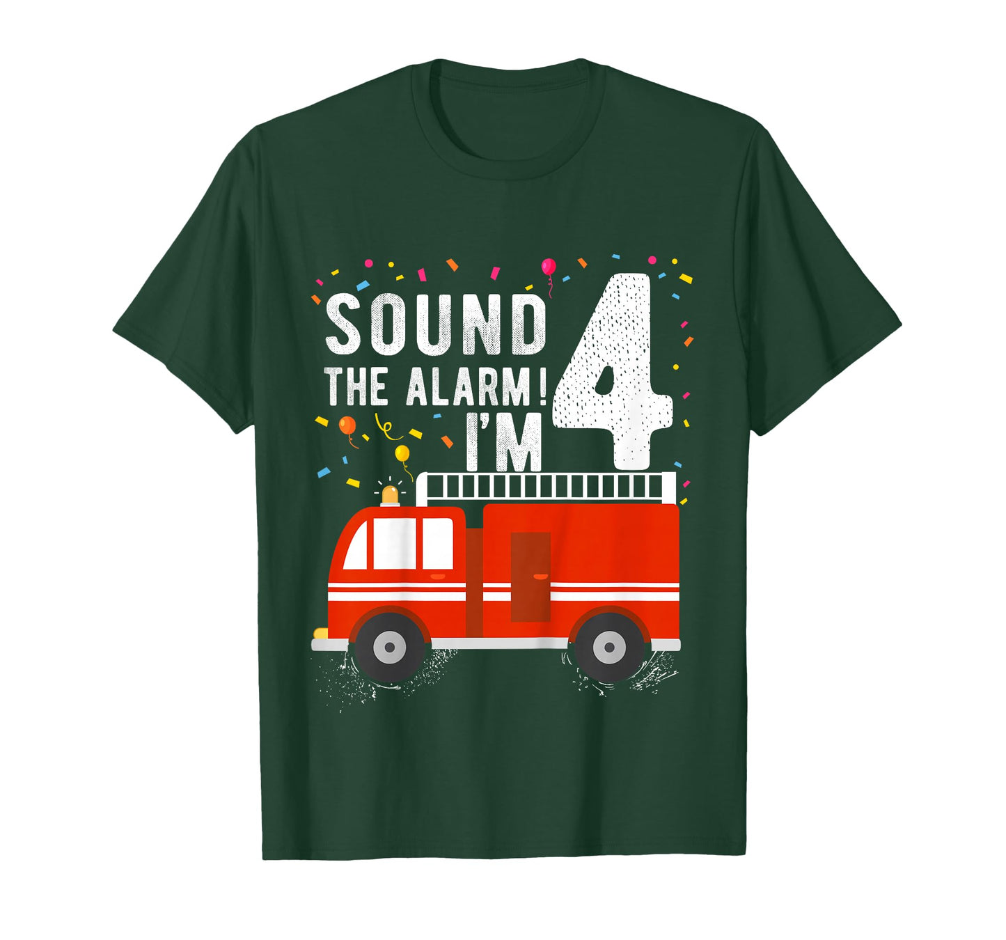 Kids Fire Truck 4th Birthday Boy 4 Year Old Firefighter T-Shirt