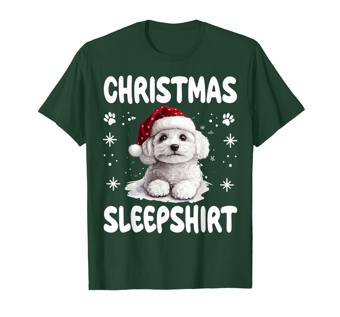 Bichon Frise Dog Nightgown Pajama Christmas Sleepshirt T-Shirt for Men Women Kids