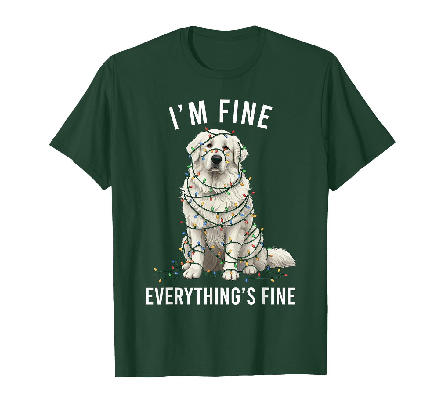 Great Pyrenees Christmas I'm Fine Everything is Fine T-Shirt