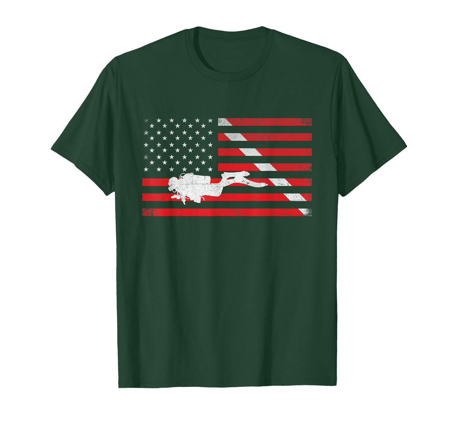 Scuba Diving - USA Flag Underwater Ocean Scuba Diver T-Shirt
