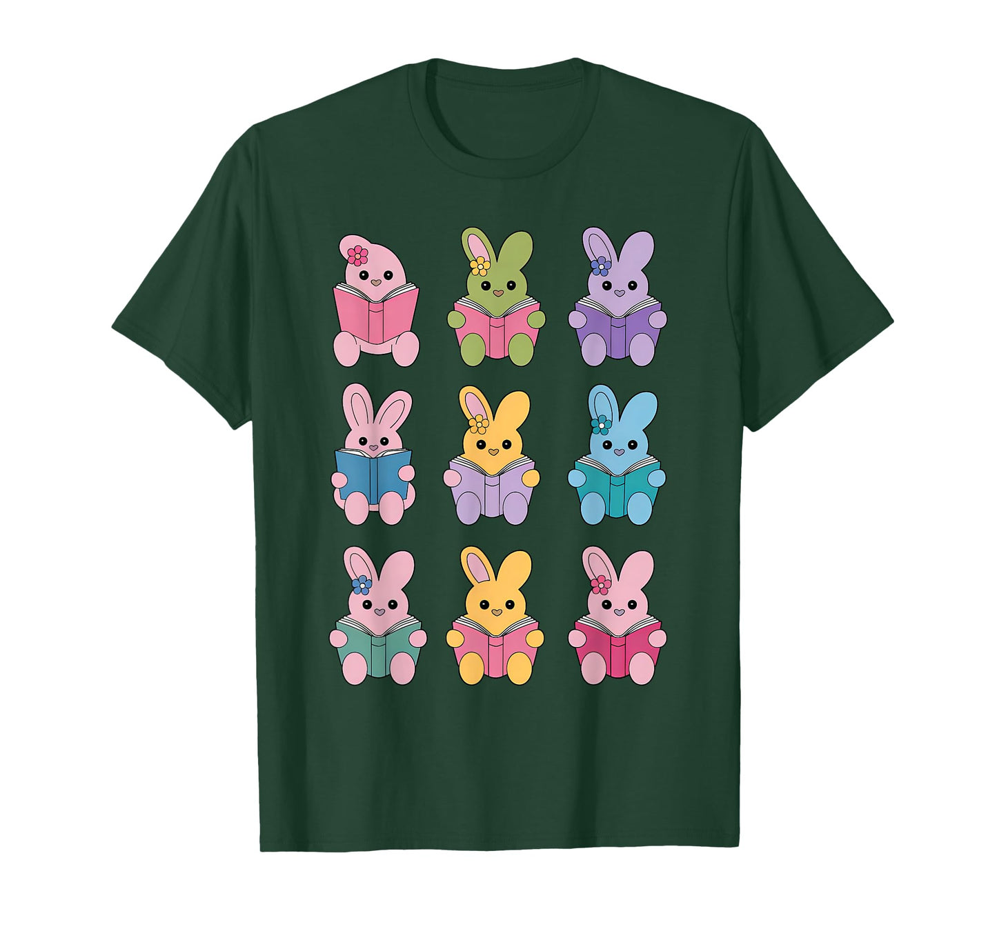 Bunny Reading Books Easter Day Librarian Teacher Book Women T-Shirt