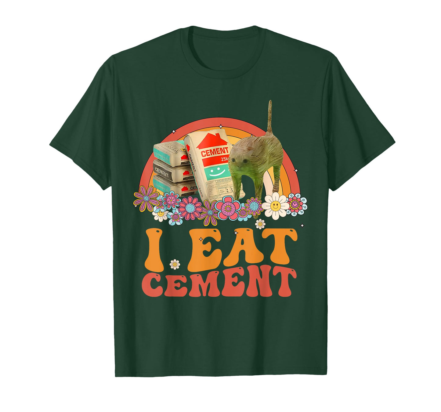 Funny Cat Meme Internet Quote I Eat Cement Men Women Cool T-Shirt