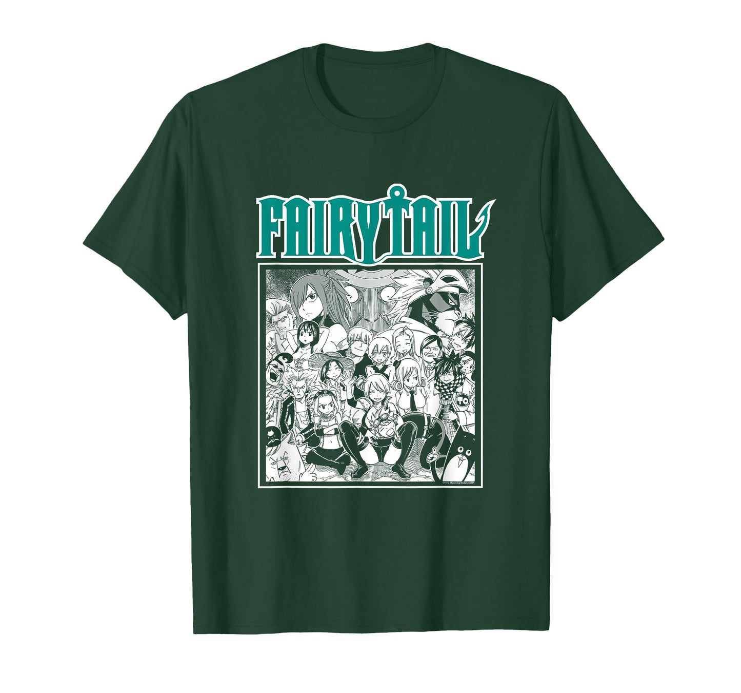 Fairy Tail Manga Black and White Group Shot T-Shirt
