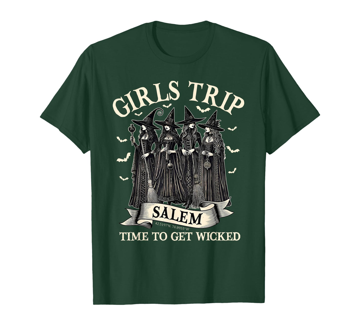 Girls Trip Salem Time To Get Wicked Witchy Witches Halloween T-Shirt