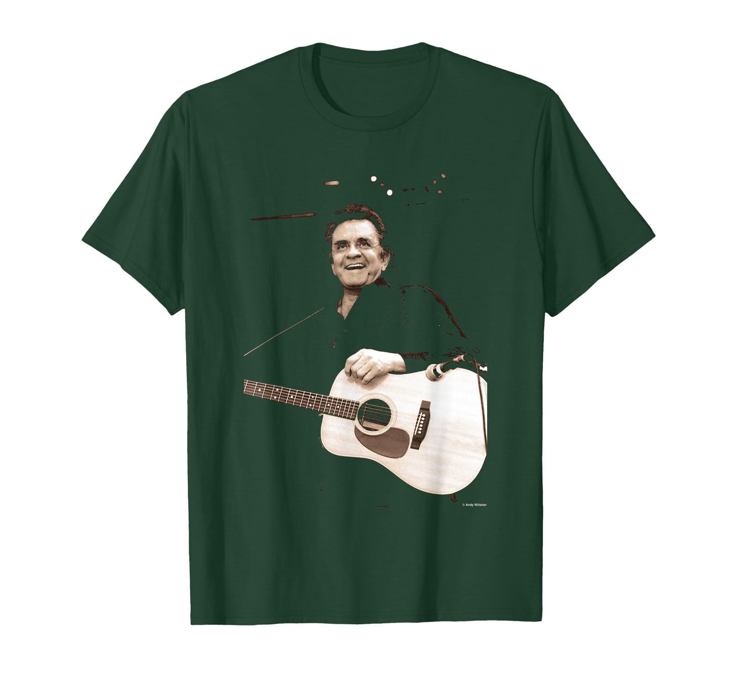 Johnny Cash Playing Live Glastonbury 1994 by Andy Willsher T-Shirt