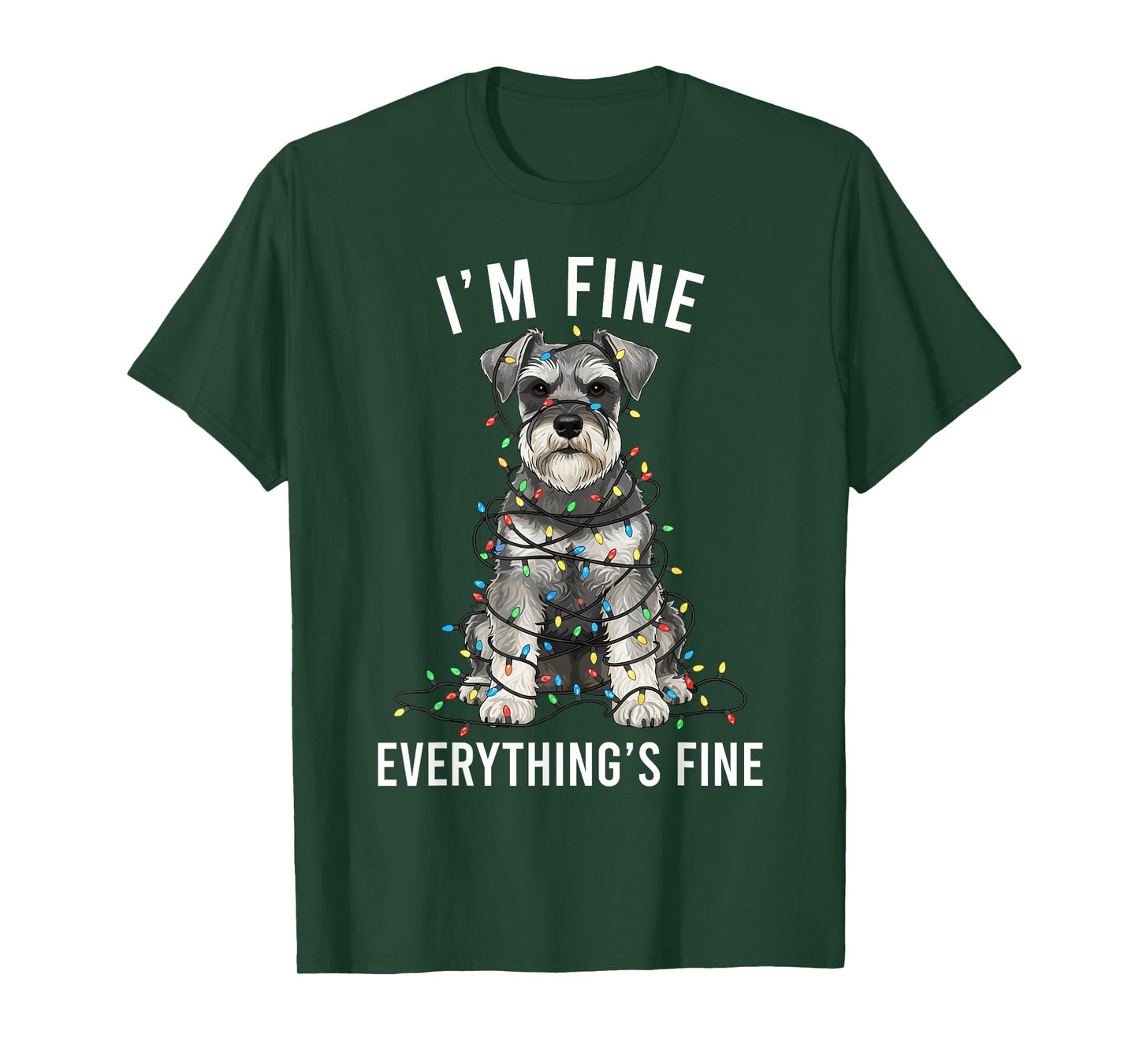 Miniature Schnauzer Christmas I'm Fine Everything is Fine T-Shirt