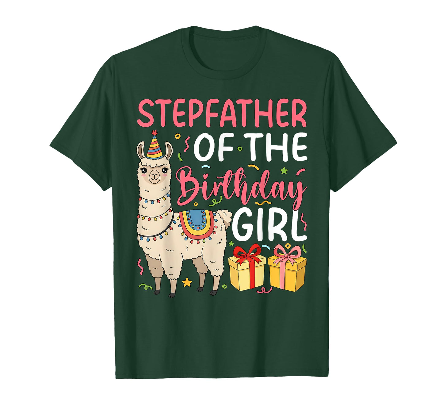 Stepfather of the Birthday Girl Llama Birthday Party T-Shirt