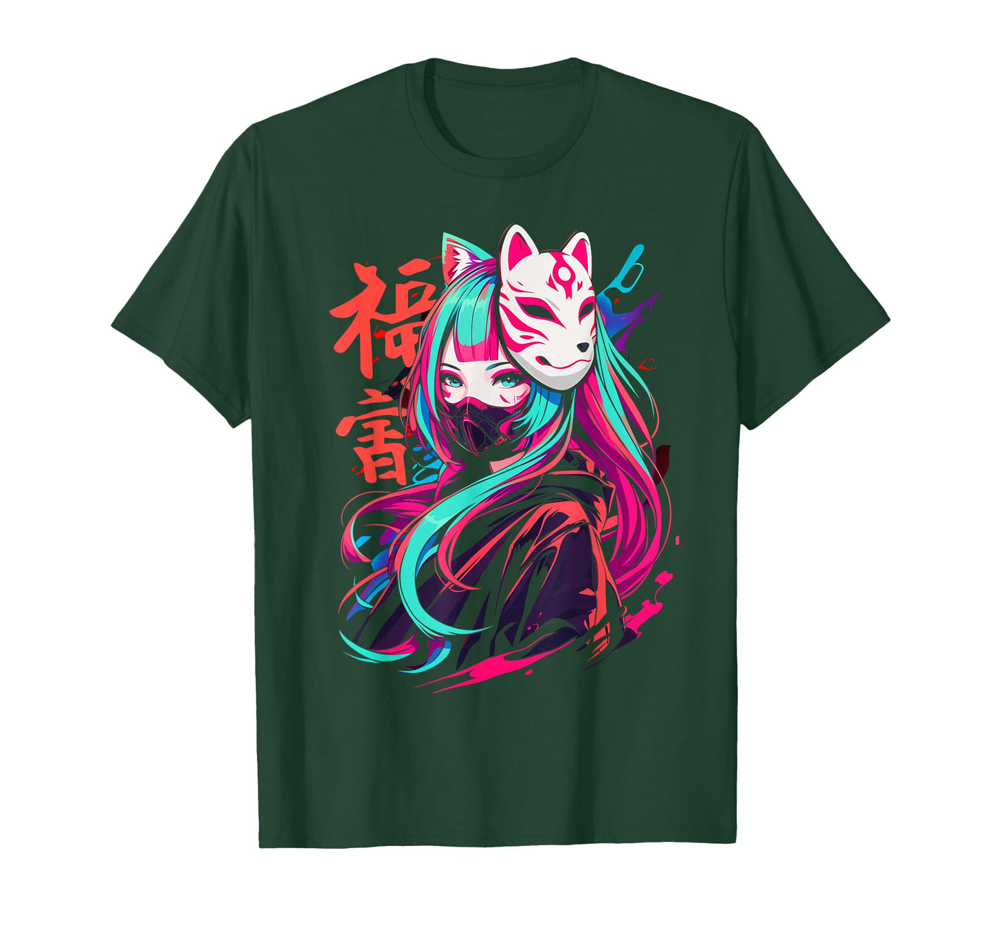 Anime Manga Cyberpunk Aesthetic Techwear Harajuku Kitsune T-Shirt