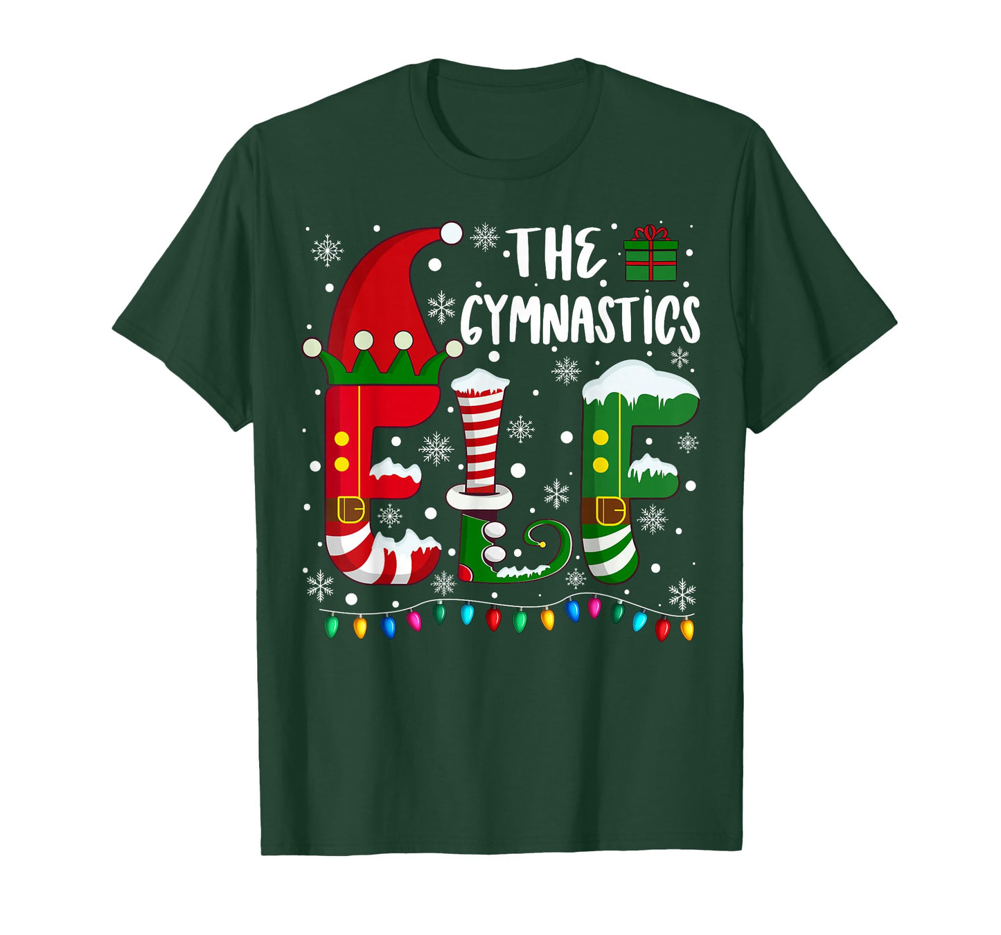 Funny Family Matching Pajamas Gymnastics ELF Christmas T-Shirt