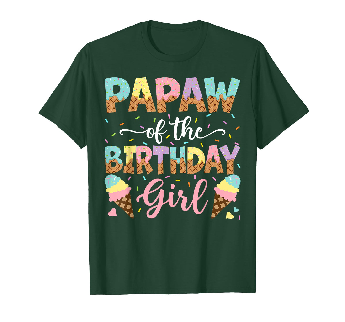 Papaw Of The Birthday Girl Ice Cream Lover Party T-Shirt