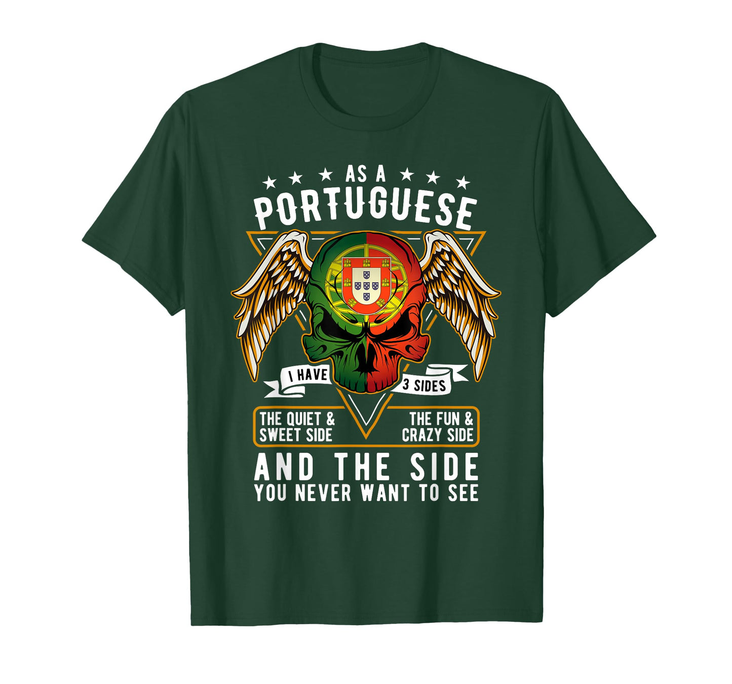 Portugal Flag Skull Patriotic Portuguese Roots DNA Heritage T-Shirt