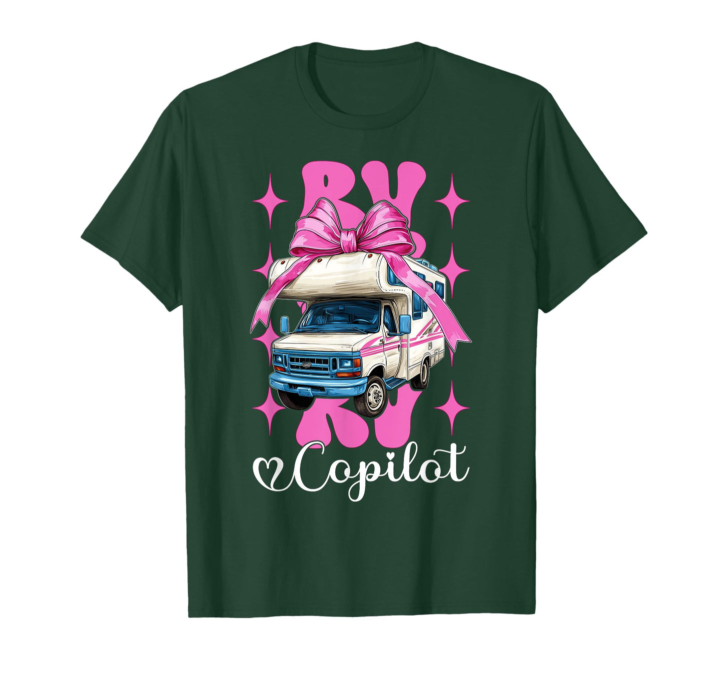 RV Copilot RV Camping Camper Motorhome Girl Mom Coquette Bow T-Shirt