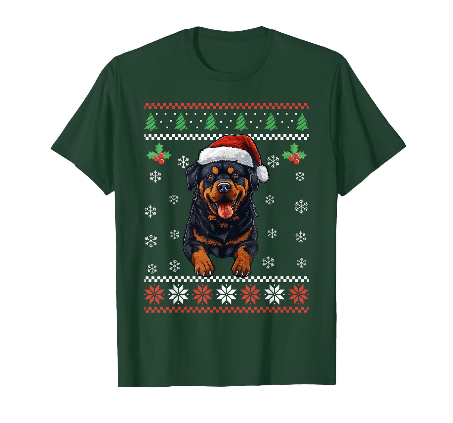 Rottweiler Dog Ugly Christmas Sweater Xmas For Adults Kids T-Shirt