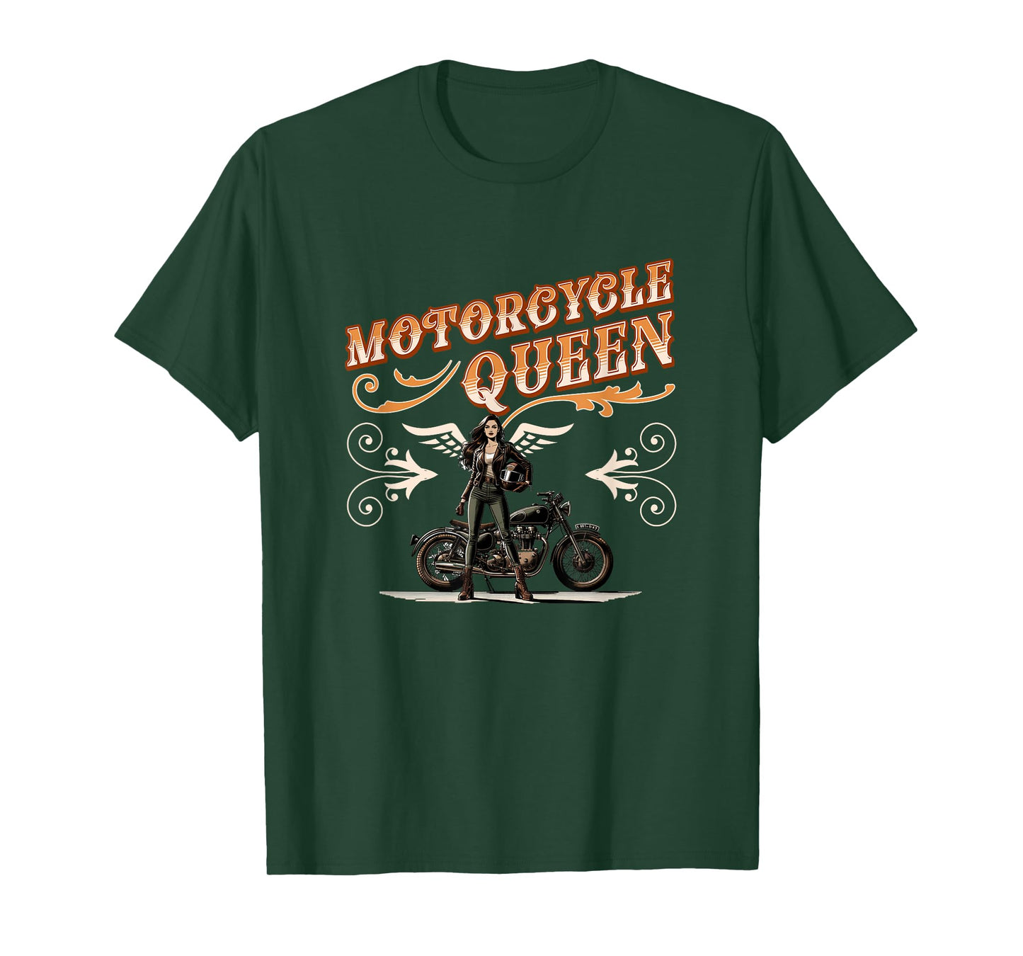 Motorcycle Queen Vintage Motorbike Lady Biker Girl Women T-Shirt