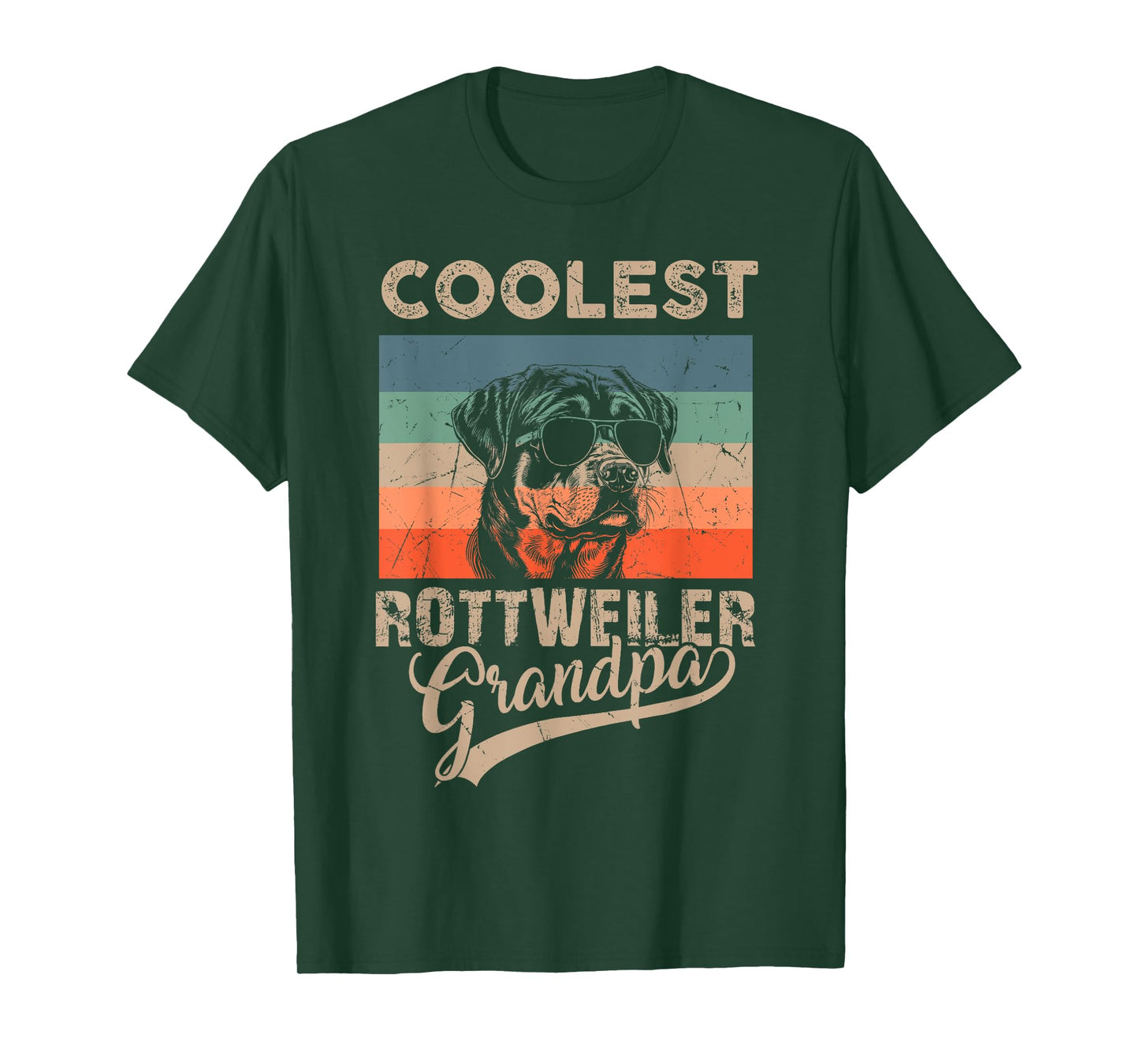 Coolest Rottweiler Grandpa Men Gifts Funny Dog Grandpa Retro T-Shirt