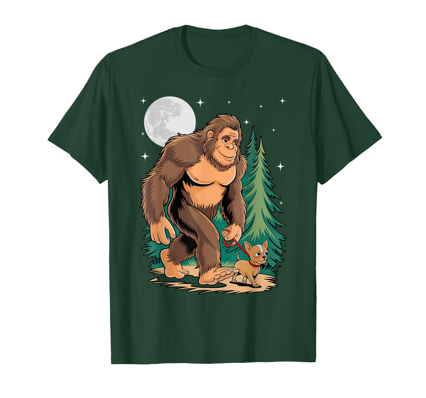 Funny Chihuahua Bigfoot Dog Walking Dog Mom Dad Kids T-Shirt
