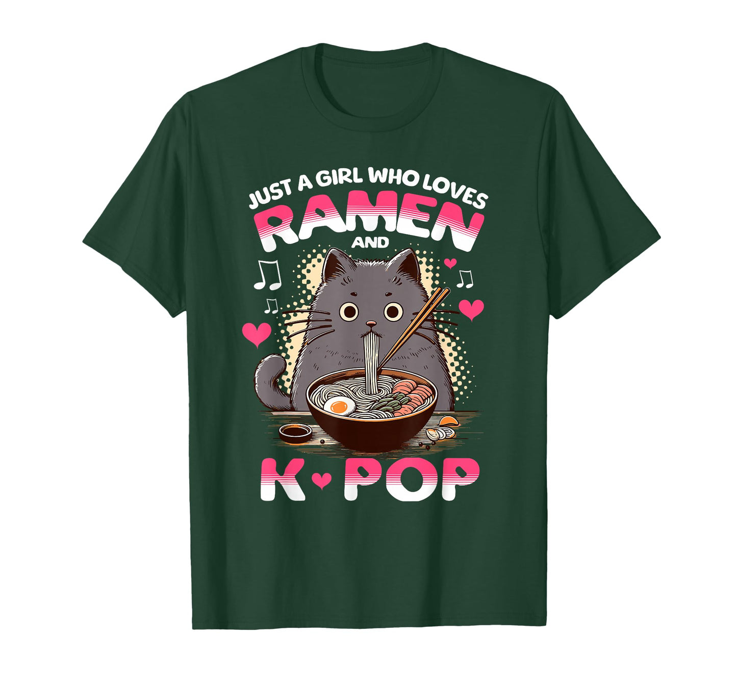 Just a Girl Who Loves Ramen and K-Pop Music Design T-Shirt