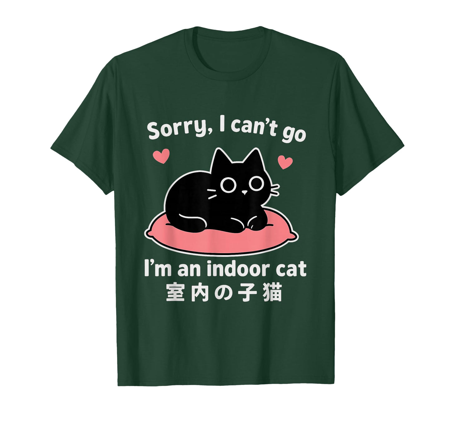 Funny Quote Sorry I can’t go Im an Indoor cat Cute Black Cat T-Shirt