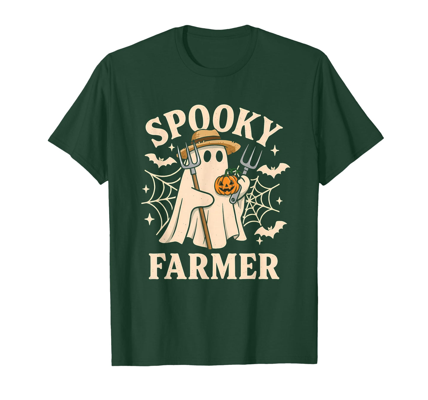 Spooky Farmer Costume Funny Ghost Halloween Pumpkin T-Shirt