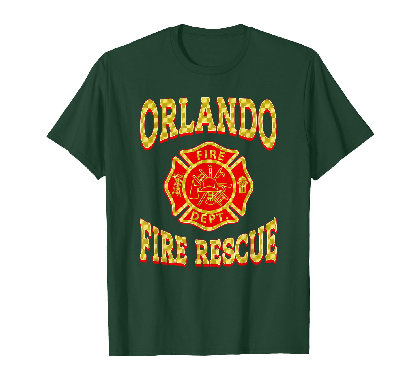 Retro Orlando Fire Department Patch Flag Florida Firefighter T-Shirt