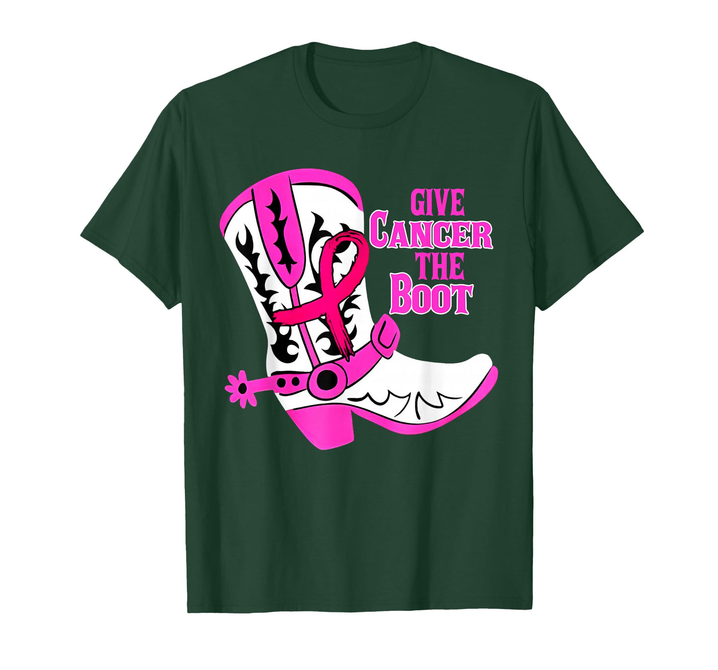 Give Breast Cancer The Boot Pink Ribbon Western Cowboy Boots T-Shirt