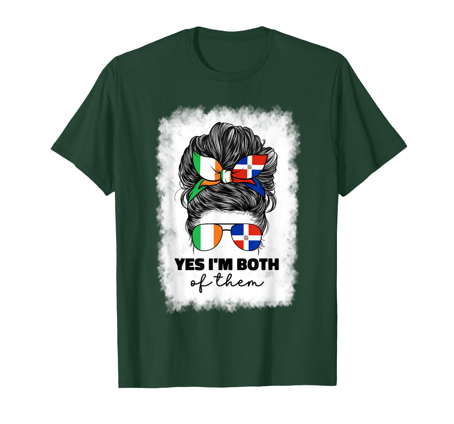 Half Dominican Republic And Irish Ireland Flag Girl Women T-Shirt