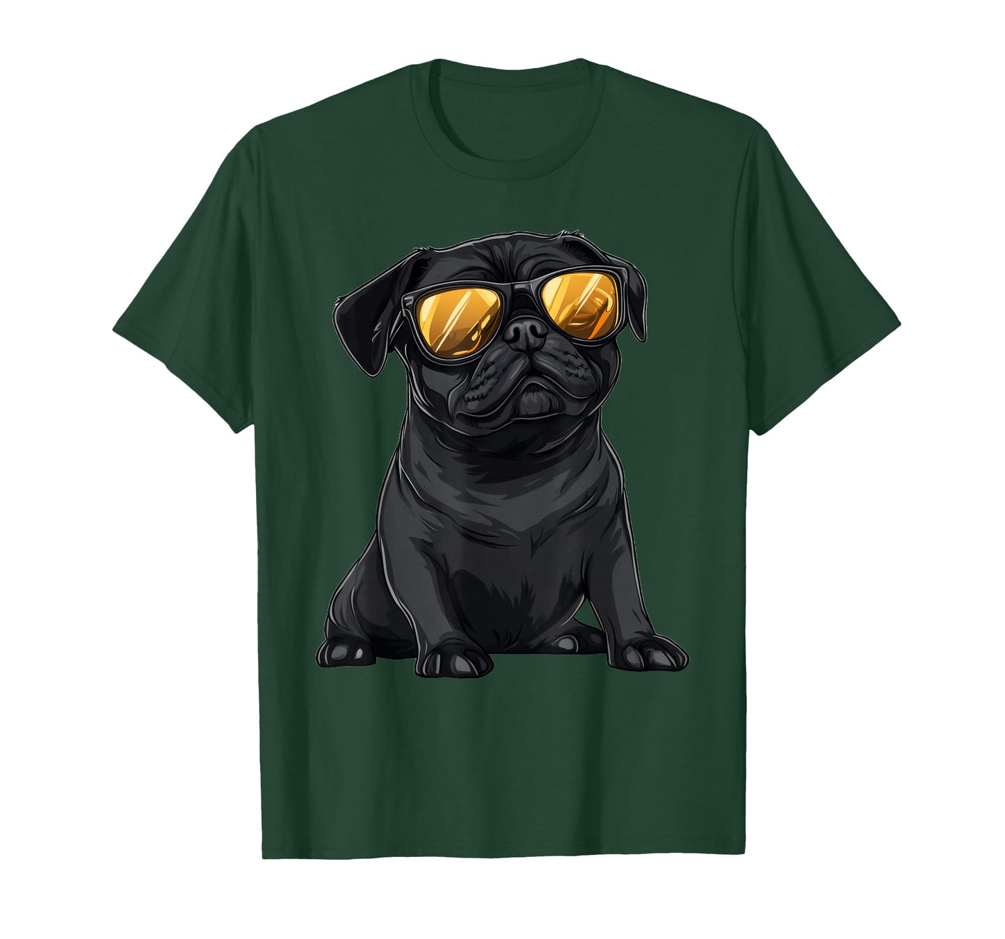 Black Pug Wearing Sunglasses Dog T-Shirt