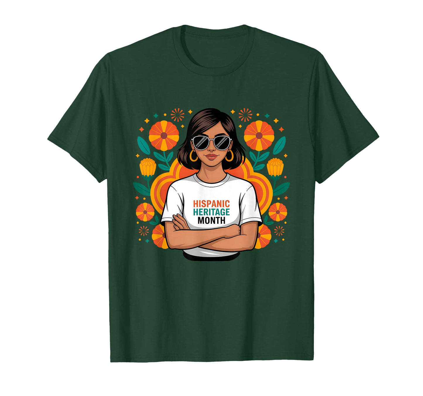 Latina National Hispanic Heritage Month Flowers American T-Shirt