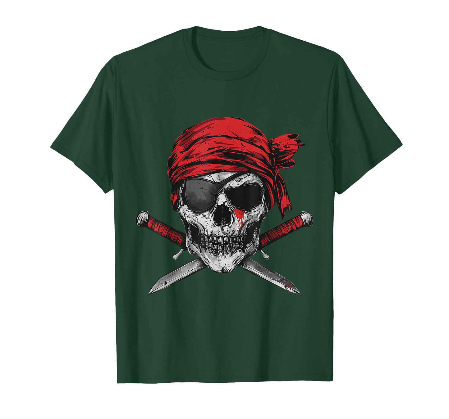 Pirate Flag Skull And Crossbones Skeleton Graphic Halloween T-Shirt