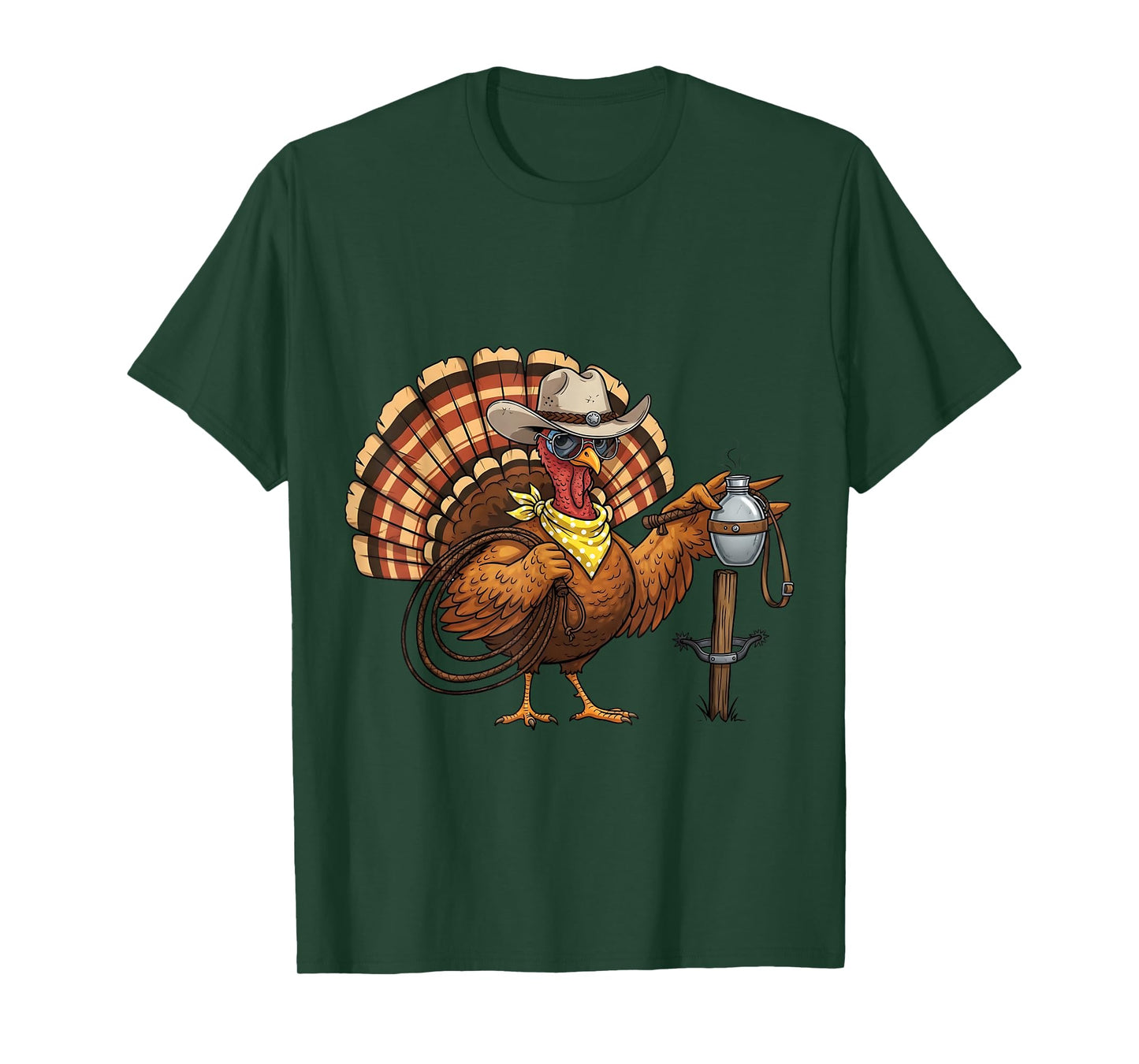 Cowboy Turkey Funny Thanksgiving Western Rodeo Design T-Shirt