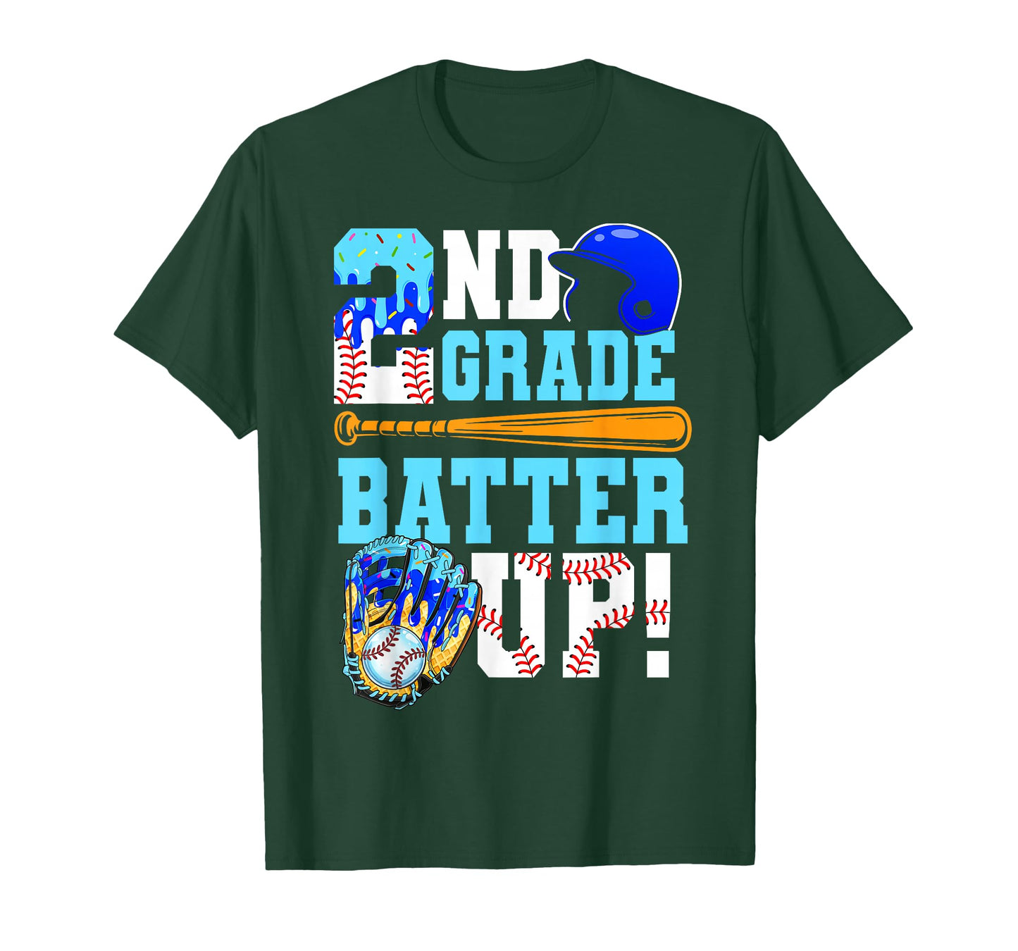 2nd Grade Back To School Baseball Drip Ice Cream Batter Up T-Shirt
