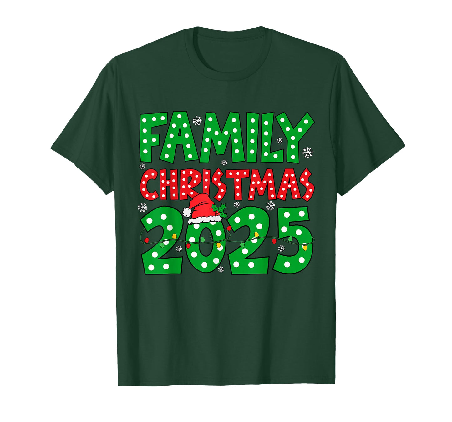 Merry Christmas 2025 Lights Red Santa Xmas Family Men Women T-Shirt