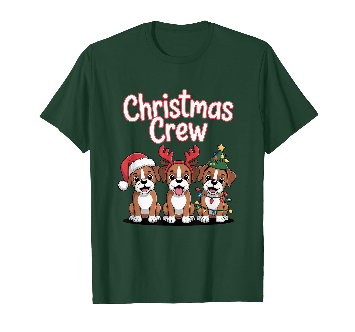 Christmas Crew Xmas Puppy Dog Humor Funny Christmas Boxer T-Shirt