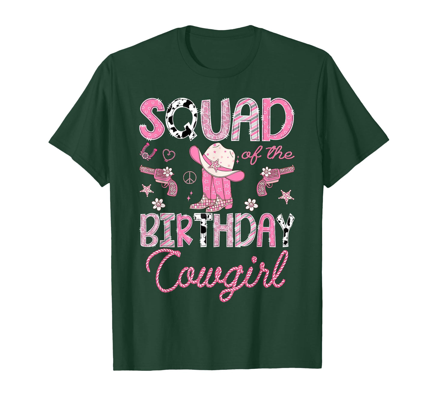 Squad Of The Birthday CowGirl Rodeo Pink Boots Disco T-Shirt