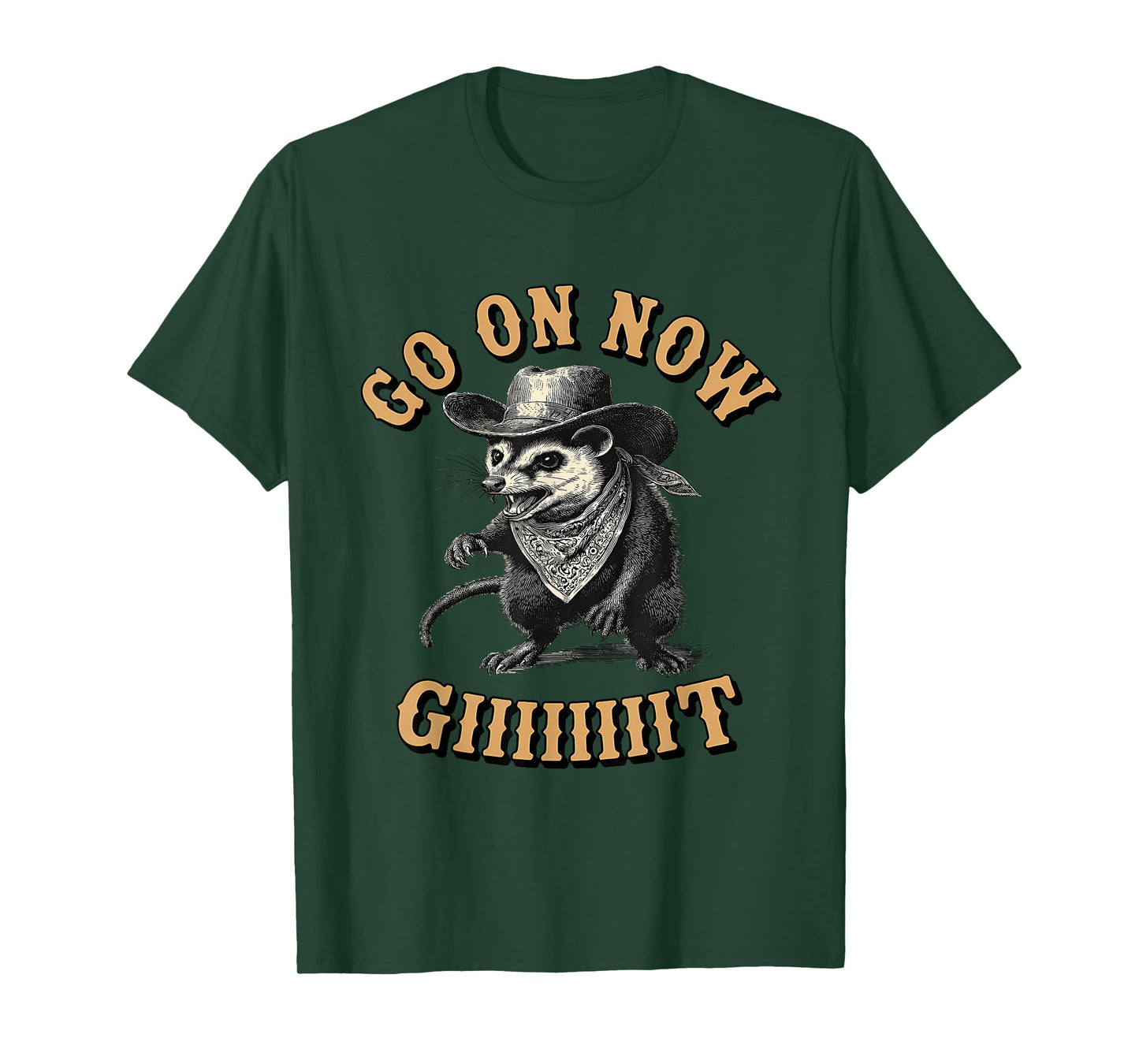 Cowboy Opossum Western Country Possum Go On Now Git T-Shirt