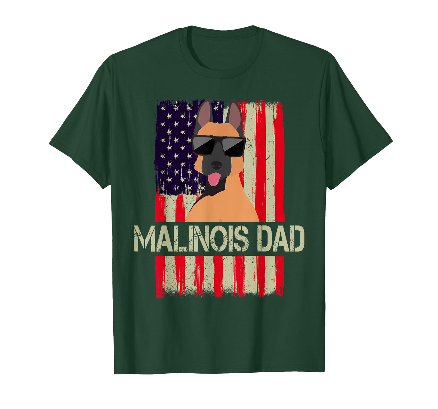 Funny Belgian Malinois Dad American Flag 4th Of July T-Shirt for Men