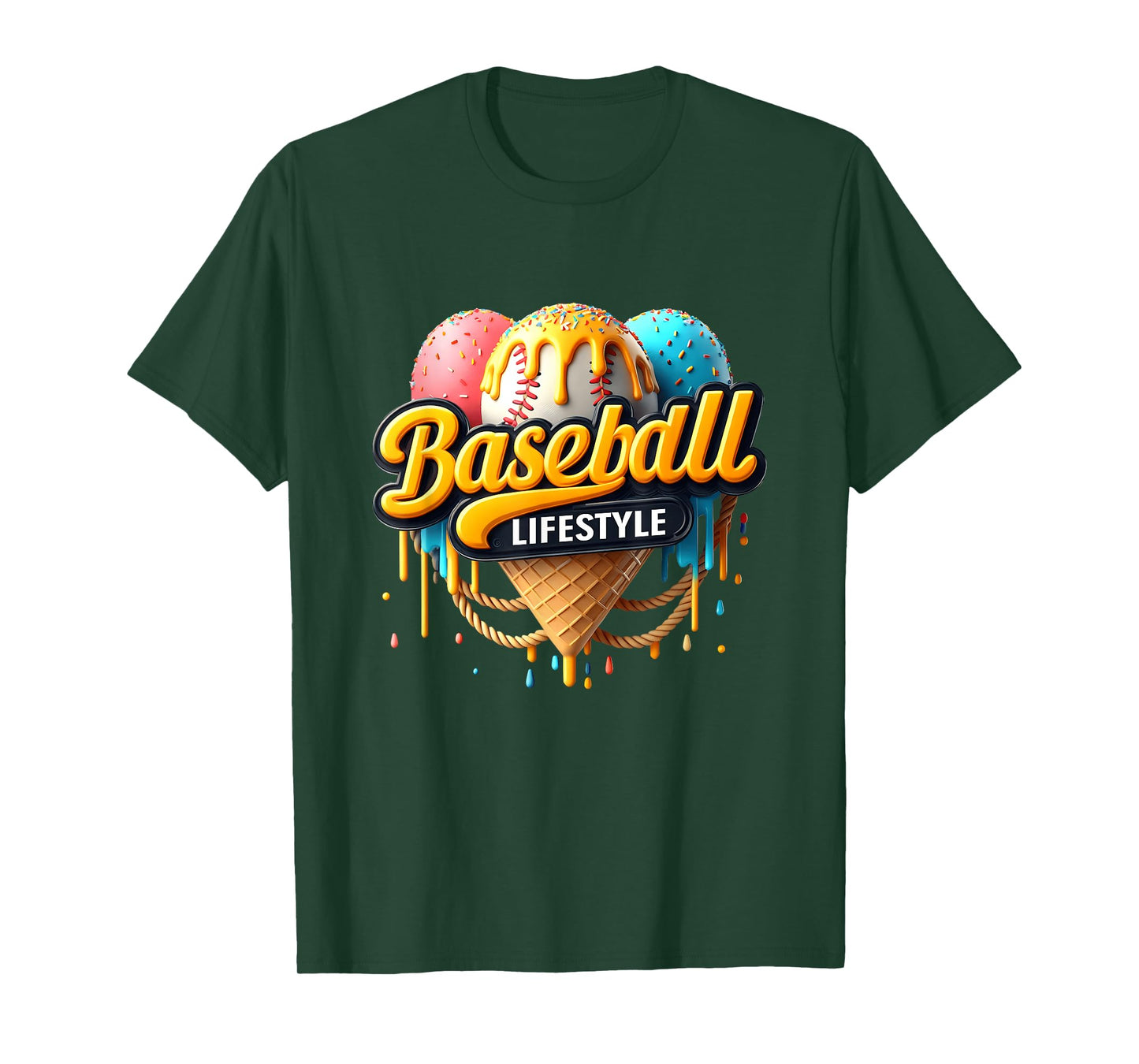 Baseball Lifestyle 101 Youth Baseball Drip Icecream T-Shirt