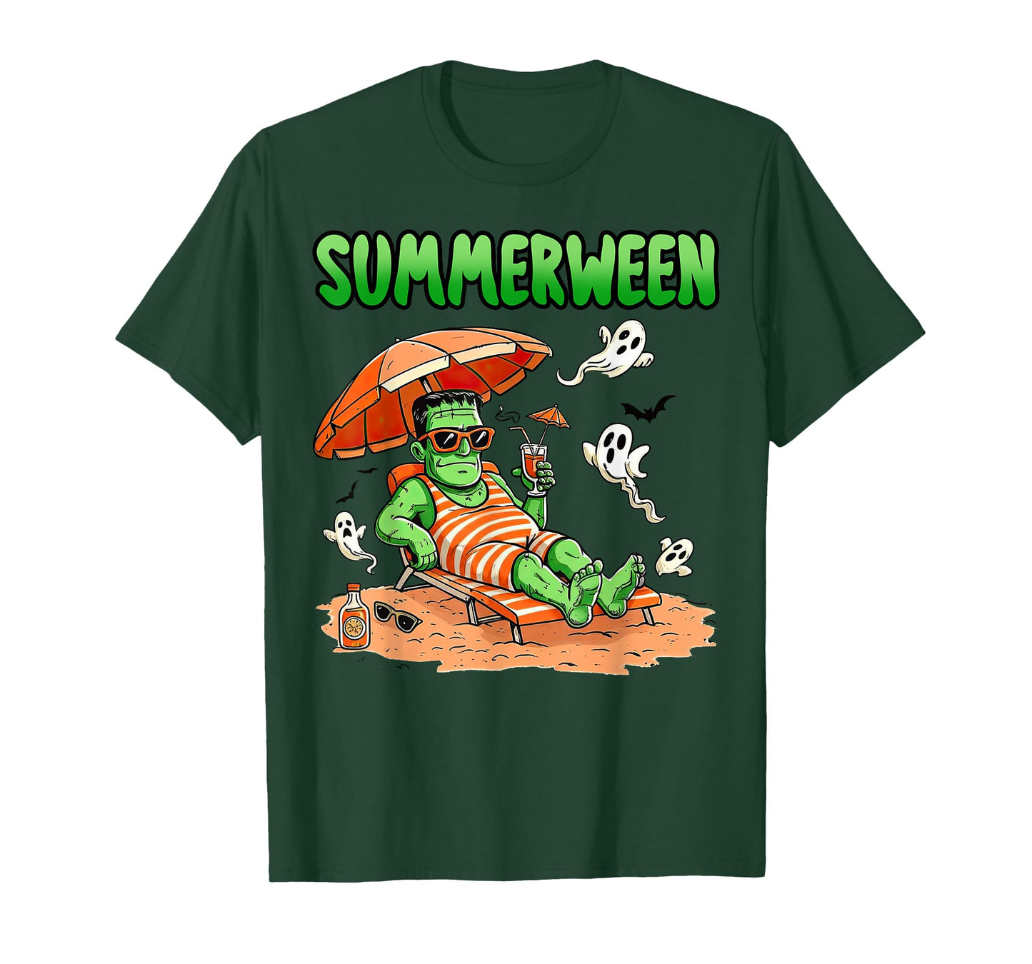 Summerween Halloween Hello Summer Frankenstein Boo Ghost T-Shirt