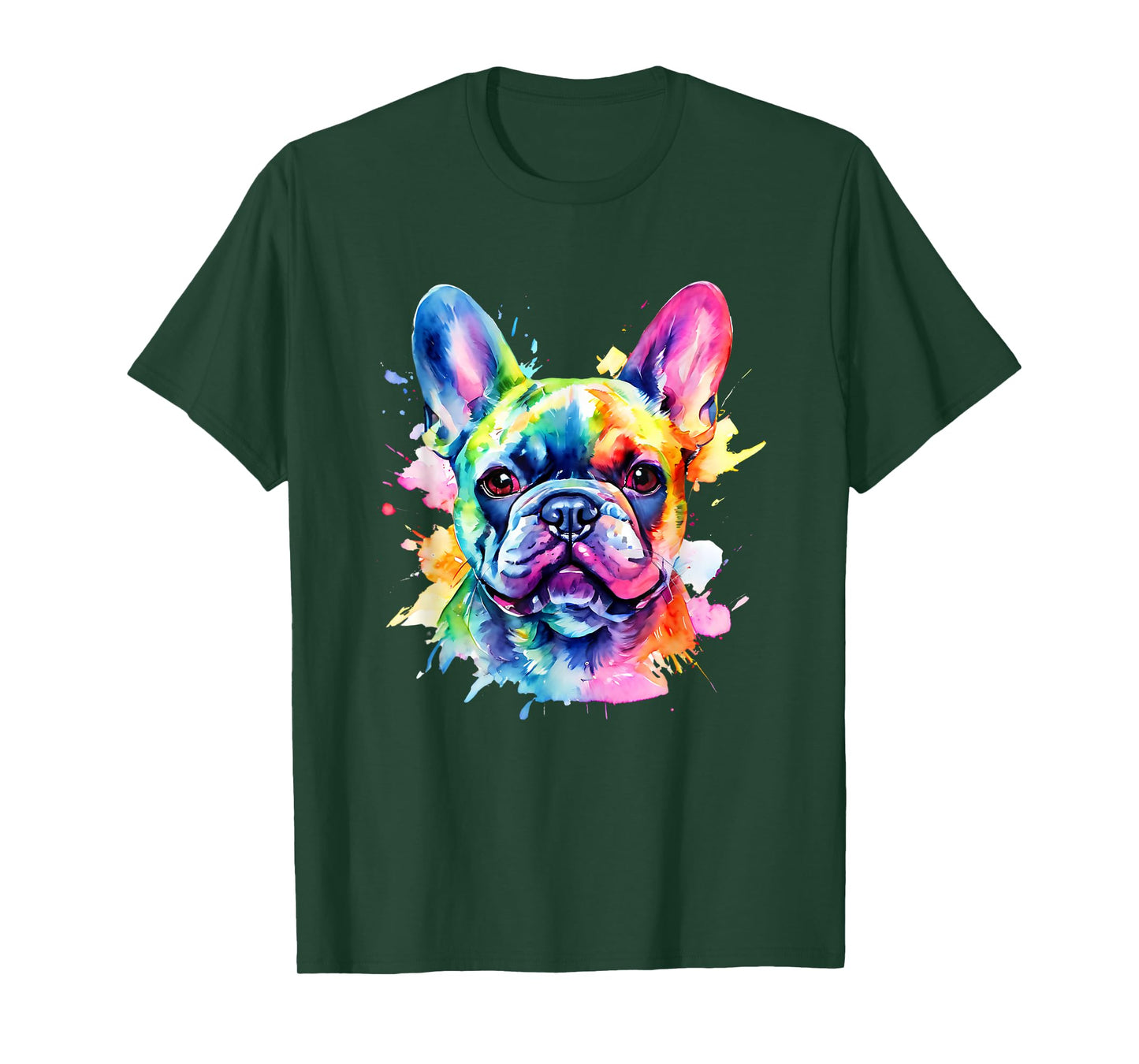 Colorful French Bulldog Portrait Splash Art T-Shirt