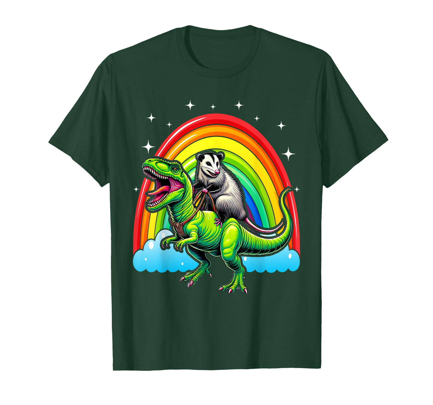 Possum Opossum Riding Dinosaur T Rex Trash Garbage T-Shirt