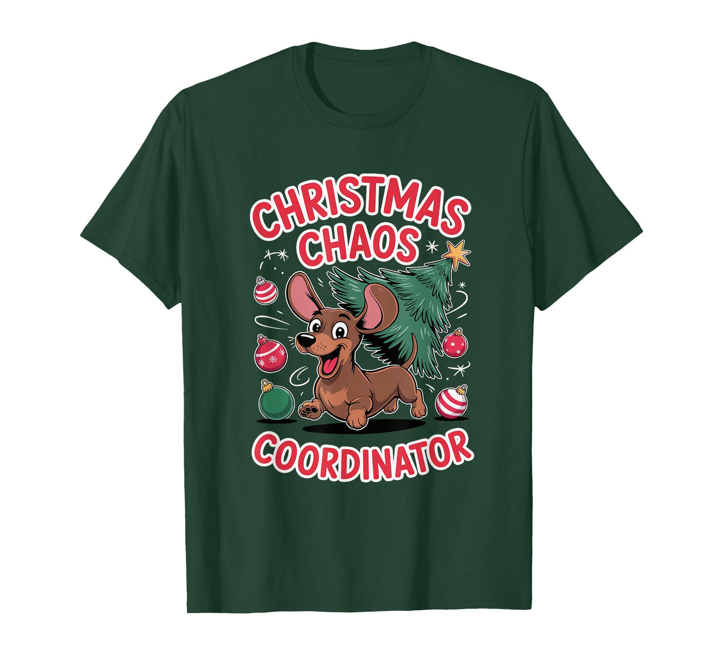 Christmas Chaos Coordinator Xmas Puppy Funny Dachshund T-Shirt